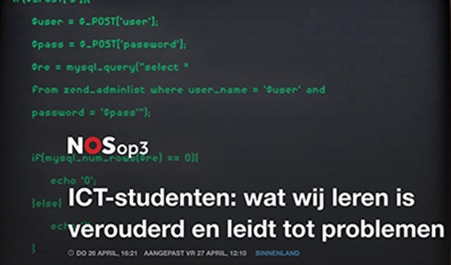 Cyberveilig Nederland in NOSop3 over verouderde lesstof ICT studies