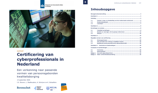 Rapport 'Certificering van cyberprofessionals in Nederland' gepubliceerd